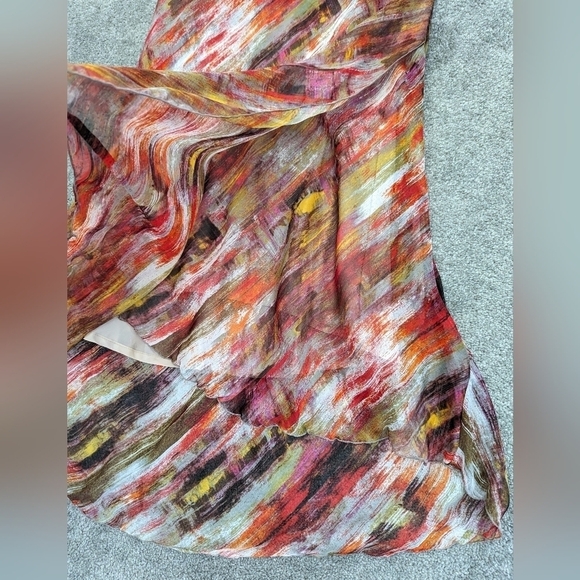 DANIER leather and silk multicolor maxi mermaid dress size 12 - Picture 5 of 12